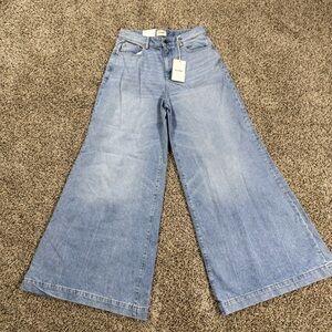 Free People DL 1961 Lucila Ultra Wide Leg Jeans Low Slung Clear Sky Blue 28 NWT